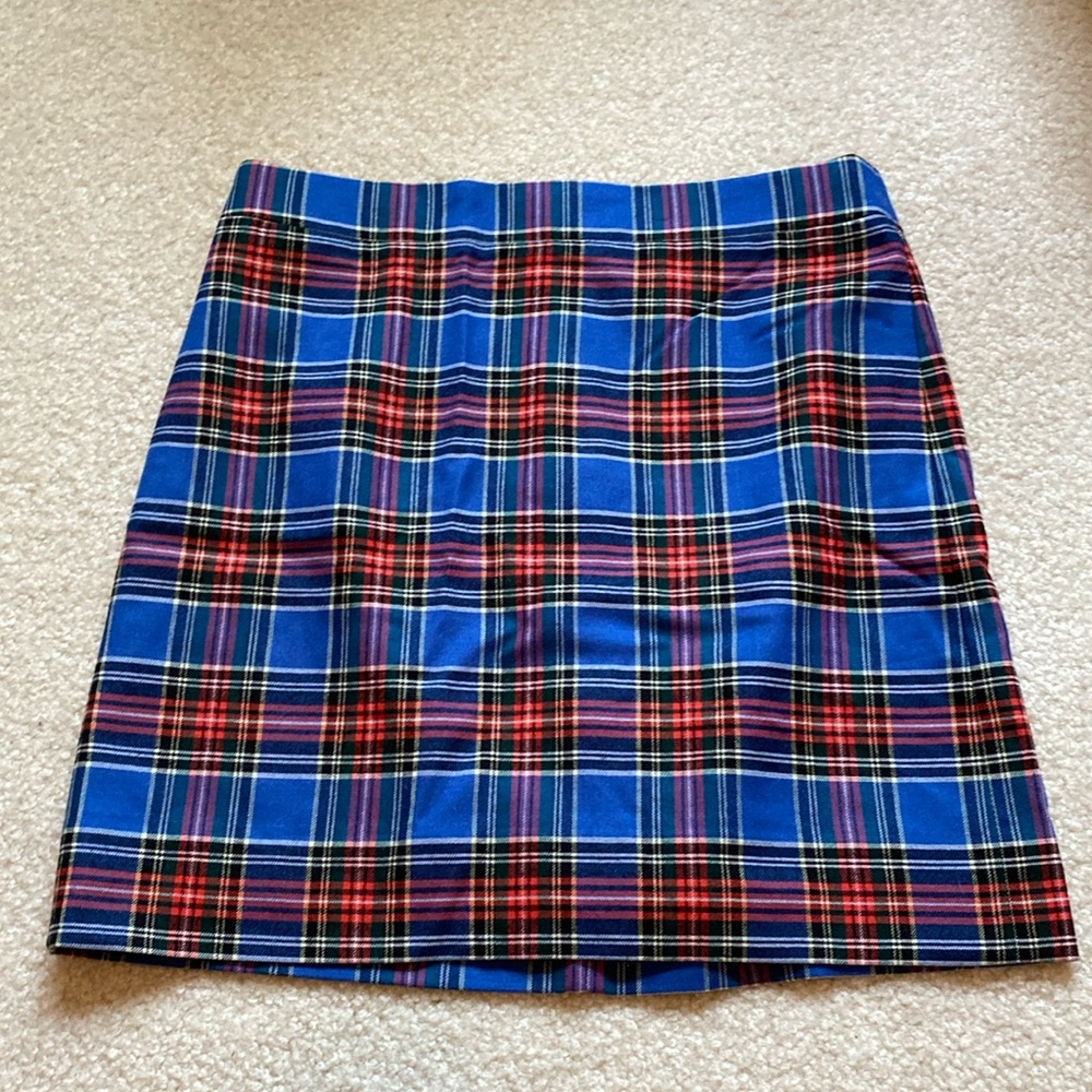 EUC jcrew plaid wool blend skirt